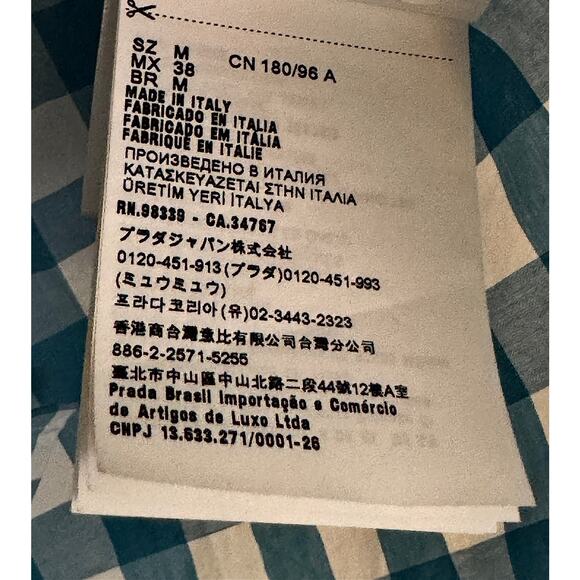 Prada Gingham Plaid Print Lapel Short-Sleeve Shirt - Picture 4 of 7